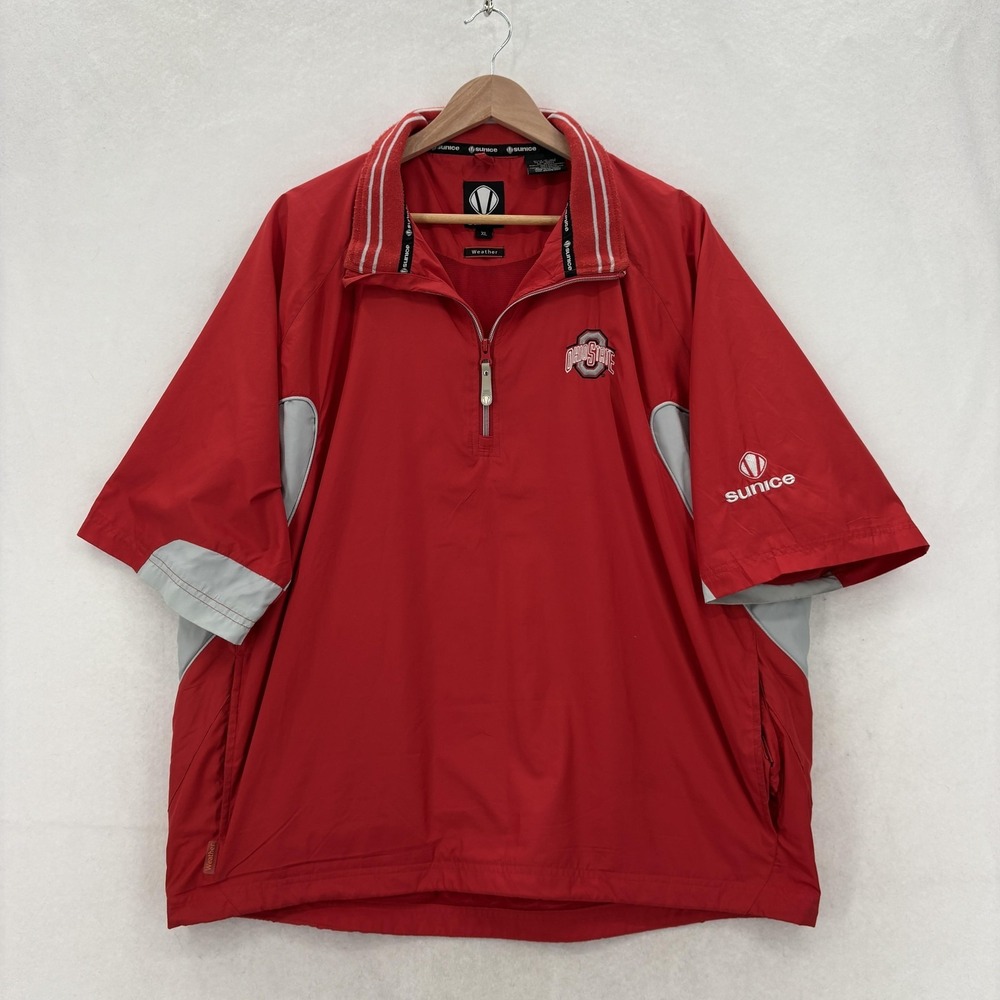 Ohio State Buckeyes Jacket Mens XL Red NCAA Golf Sunice Short Sleeve Pullover